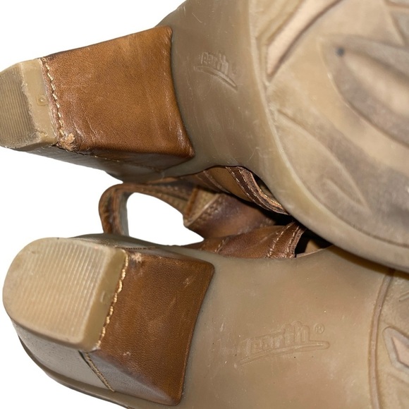 Earth Women's Shoes Size 7B Brown Leather Cone Heel Retro Open Toe Slingback - Picture 10 of 14